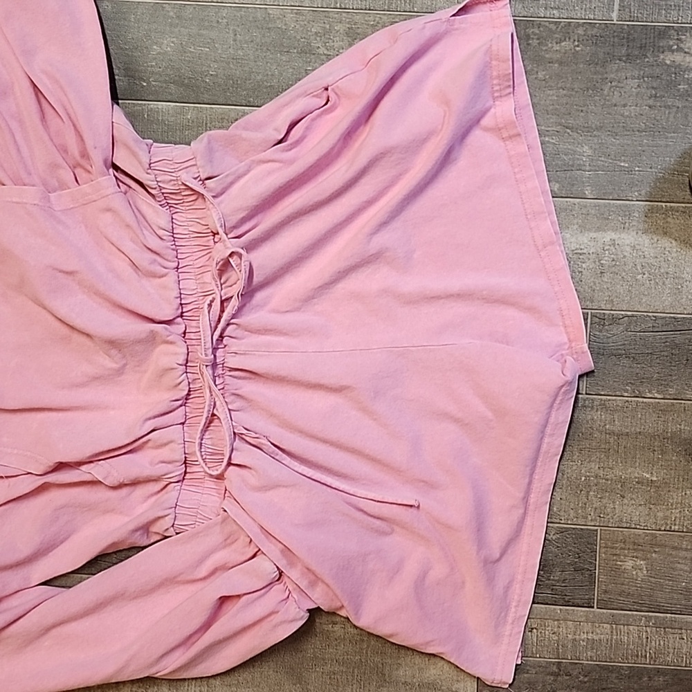 Pink hooded long sleeve romper/ swim suit cover up/ pajamas - Picture 7 of 10